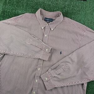 Polo Ralph Lauren Men's 2XB Classic Fit Red/White Pinstripe Button Down Shirt